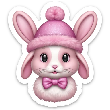 Pink bunny with glittery hat and bow.











 sticker