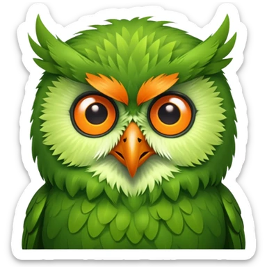 Green owl with an orange beak named duolingo sticker