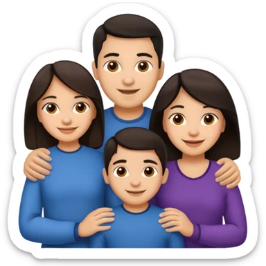 Light skin dark hair, Hispanic family of 6 sticker