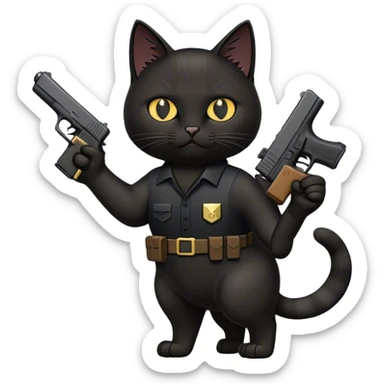 Black cat carrying a glock sticker