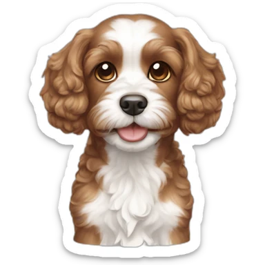 Brown Cavapoo with white mouse and straight ears sticker