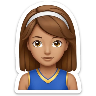 cheerleader with brown hair and a blue and gold uniform  sticker