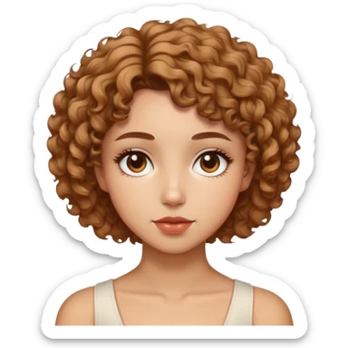 girl with short curly hair, almond color sticker