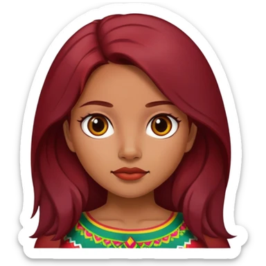 A mexican girl with a dark red hair  sticker