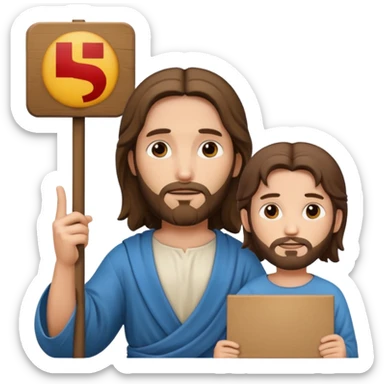 Jésus avec une pancarte dans ses mains dans ses mains sticker