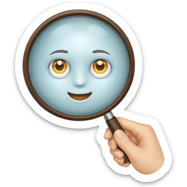 a hand with a magnifying glass sticker