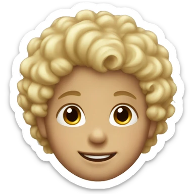 Blonde boy toddler WITH curly hair WITH brown eyes happy  sticker