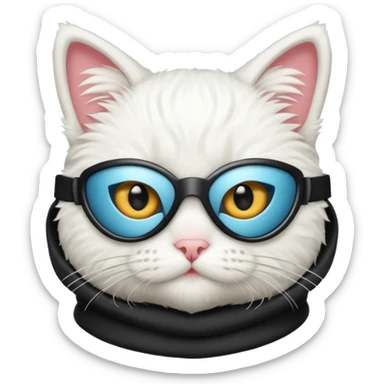 white Cat with a ski mask sticker