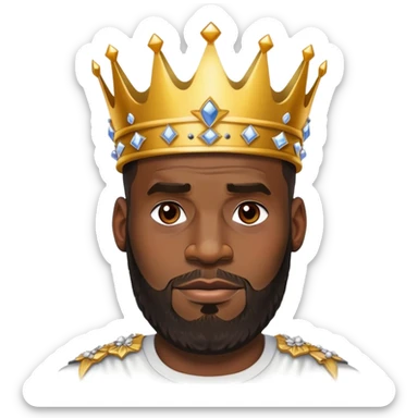LeBron James face with beard and crown emoji sticker