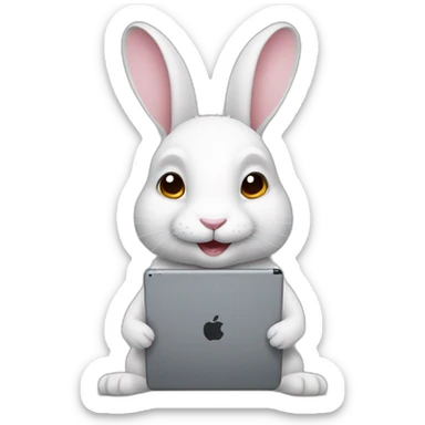 rabbit with an ipad sticker