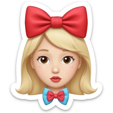 kissy face with bow sticker