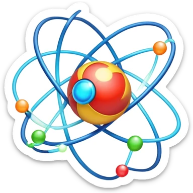 atom with colorful orbiting valence electrons in the outer shell sticker