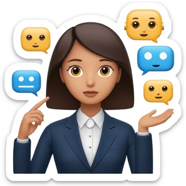 ai agent (llm model, ai chatbot) is communicating with human, human is asking in natural language and ai agent is thinking in his own language, answering back in natural language, giving help of using some hard system  sticker