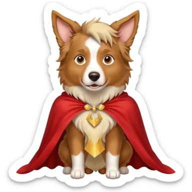 A autralian sheperd with a unicorn and a cape sticker