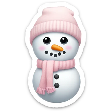 Cute white and light pink snowman sticker