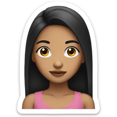 lightskin girl with long lashes and straight long black hair sticker