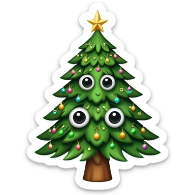 sapin avec deux gros yeux noirs sticker