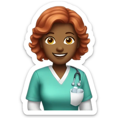 red hair brown skin female dentist sticker