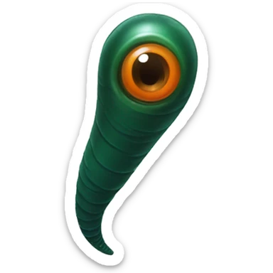 Eight-eyed Dark green and orange medicinal leech with oral suction and caudal suction sticker
