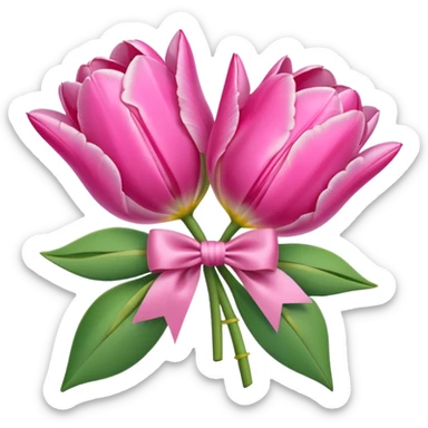 Pink tulips with a bow sticker