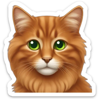 a fluffy red cat of the Somali breed with green eyes sticker