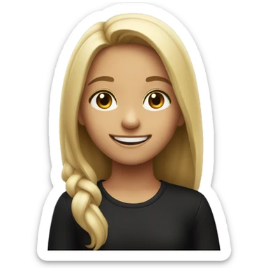 smiling girl in black shirt sticker