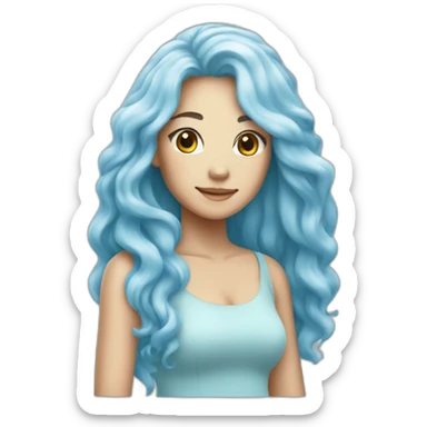 merlion woman light blue hair sticker