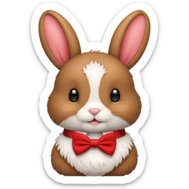 brown bunny with red bowtie sticker