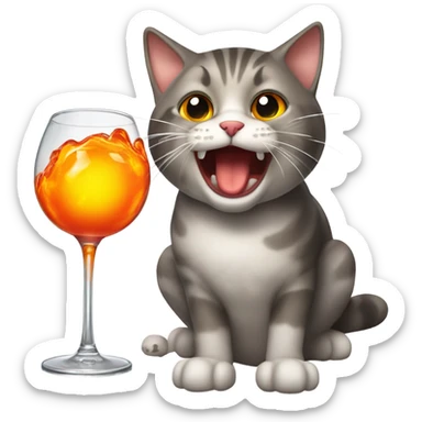 Cat drinking fireball shot  sticker