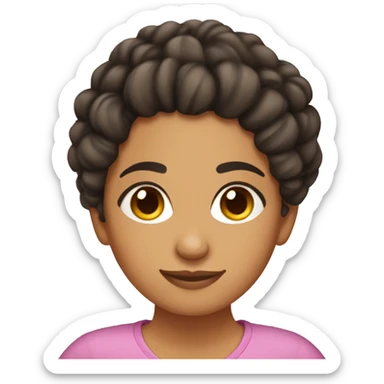 Hispanic girl comfortable with a messy curly bun hairstyle  sticker