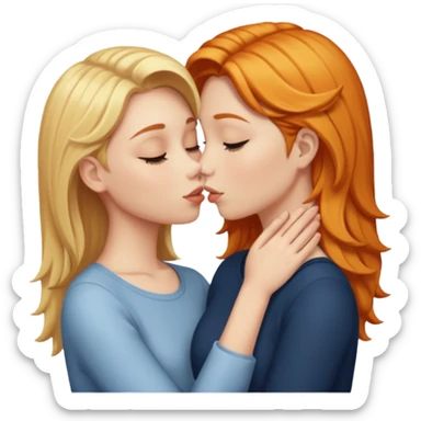 Blond girl and ginger girl kissing  sticker