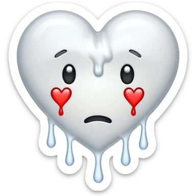 The heatbroken emoji in white with sticky white liquid Ozzing out of it with no face sticker