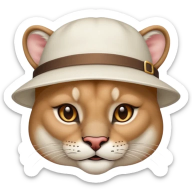 Cougar in white hat sticker