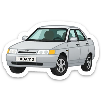 Create an emoji of a VAZ 2110 car based on the provided photo. The style should resemble the emoji style but since emoji style does not support editing, use the general style editor to replicate the emoji look. Remove the background from the image. sticker