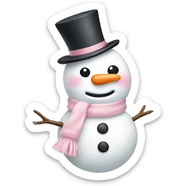 Cute white and light pink snowman sticker