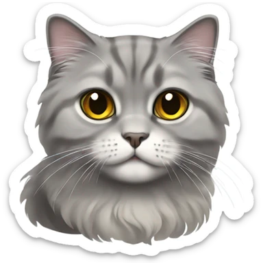 scottish fold cat gray long-haired  sticker