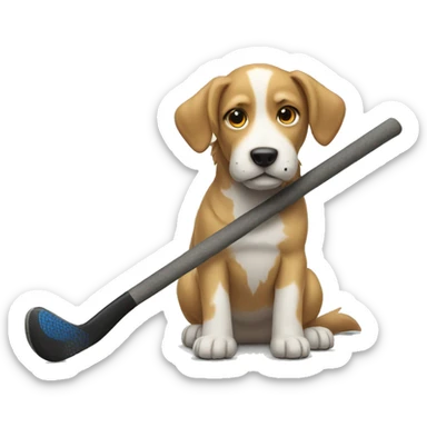 Dog with Feild hockey stick sticker