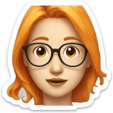 Beautiful girl with orange hair white skin and big golden glasses sticker