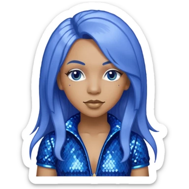 Spice, Dancehall Singer with long periwinkle hair, blue sequin outfit sticker