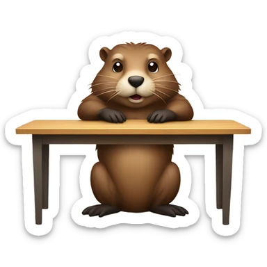 Beaver is sitting at the table sticker
