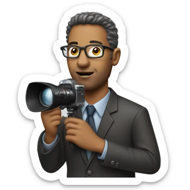 realistic journalist with camera and microphone  sticker