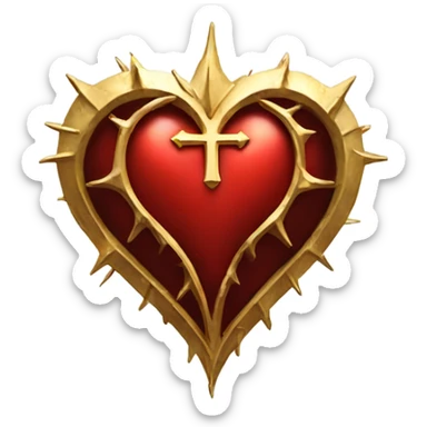 gothic red and gold holy heart sticker