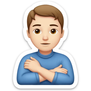 Person with arms crossed around there throat sticker