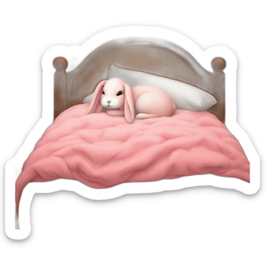 pink bunny sleeping in cotton cozy bed sticker