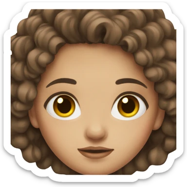 Girl with brown hair brown eyes long lashes  sticker