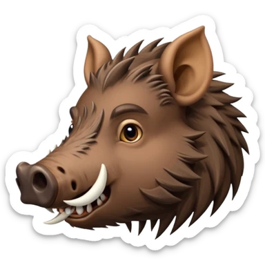 Wild boar face side view with extremely long tusks emoji realistic sticker