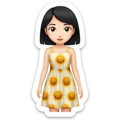 Girl with straight black hair wearing a sun dress sticker