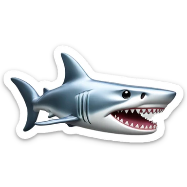 A fully chromed figurine of a shark in japaneese style. sticker