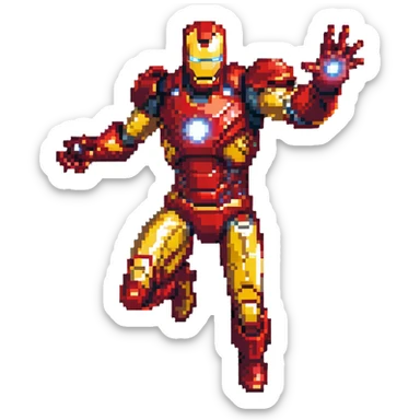 Iron Man flying with repulsor beams sticker