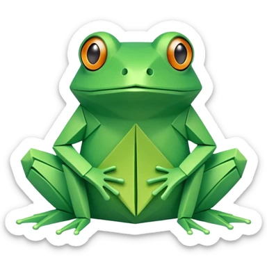 green origami frog  sticker